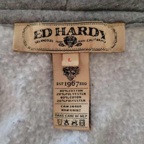 Vintage Ed Hardy Sweatshirt Hoodie • Gray • Size Large • Designer - Picture 10 of 10